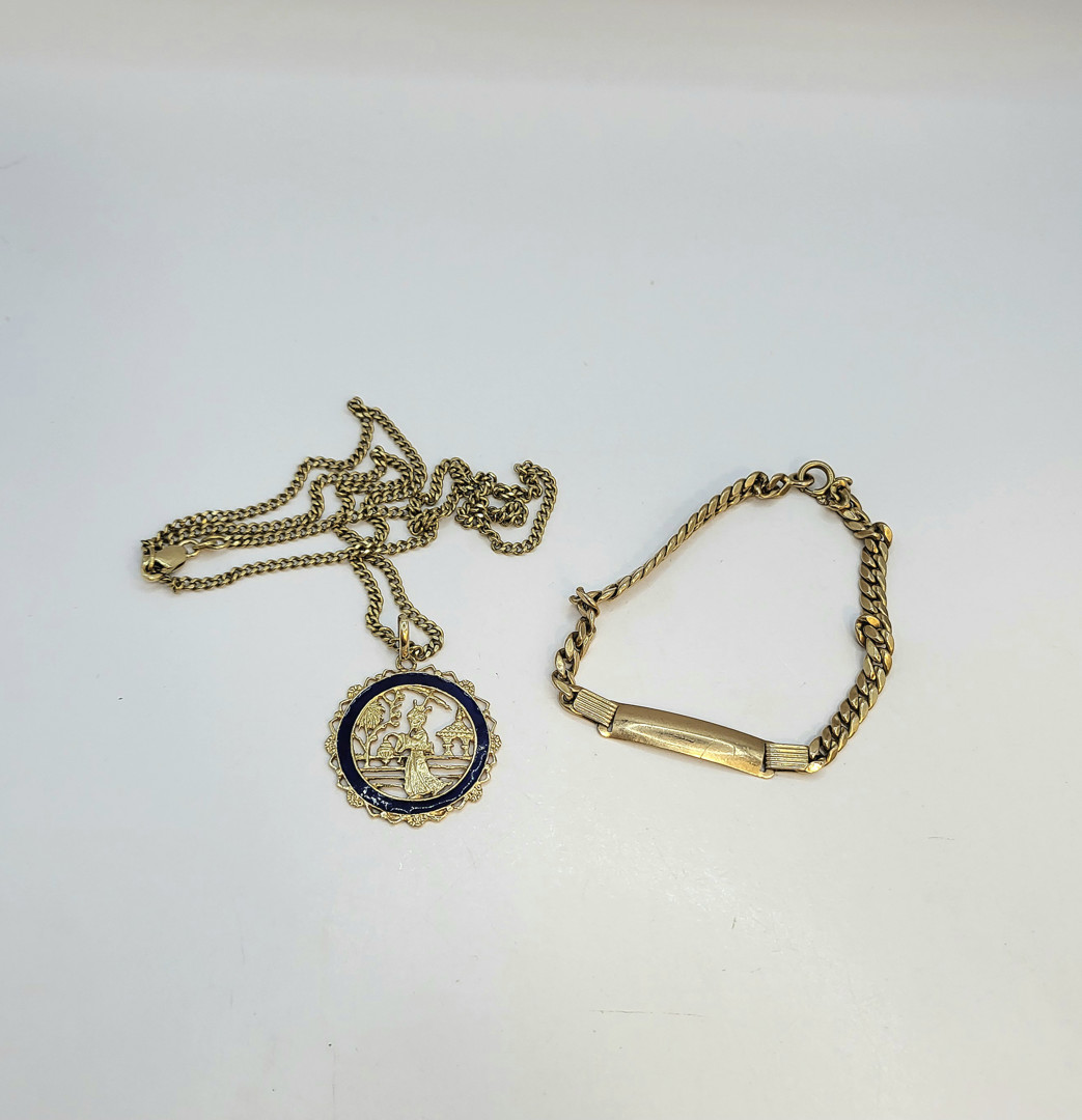 Collana ciondolo e bracciale oro smalti