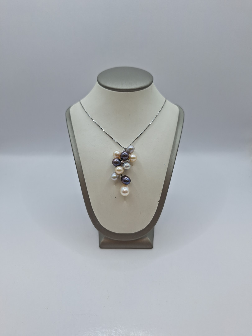 Collana ciondolo oro diamantini perle