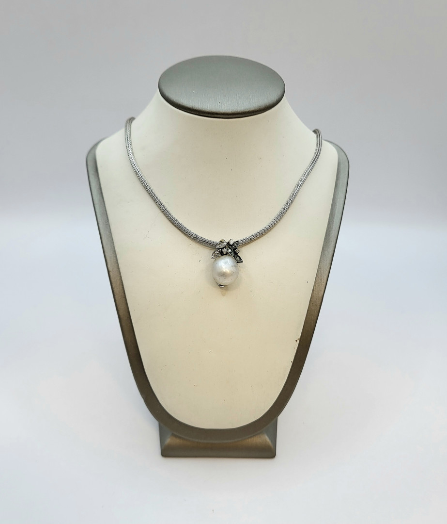 Collana oro diamantini perla