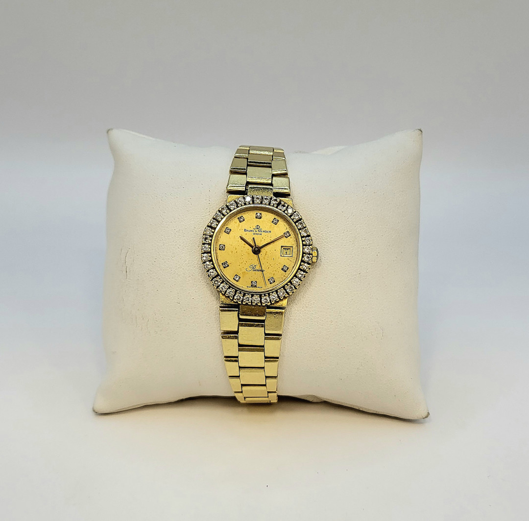 Bracciale con orologio oro diamantini Baume & Mercier quarzo