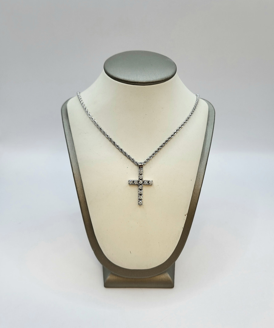 Collana con croce oro diamantini