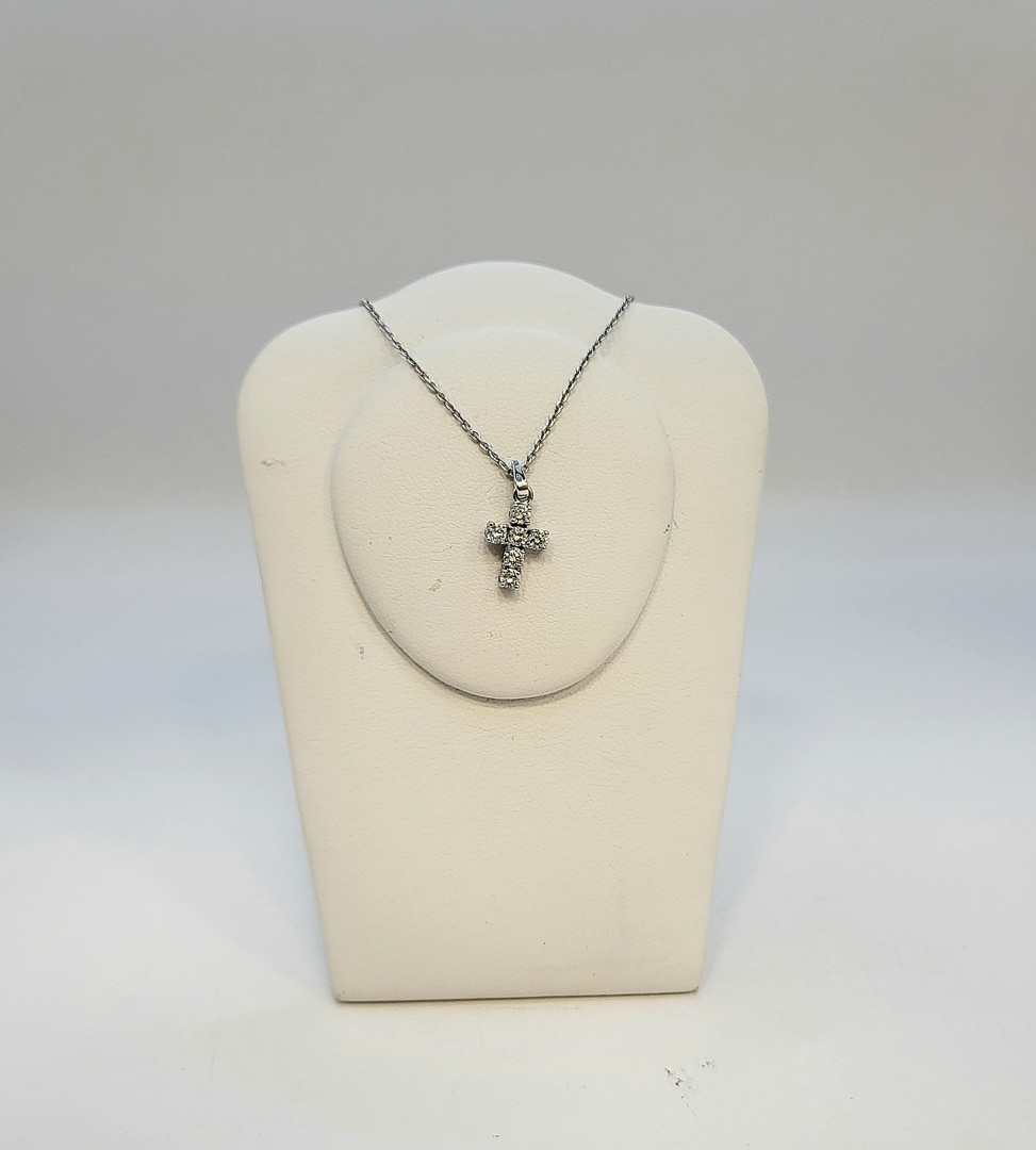 Catenina e croce platino diamantini