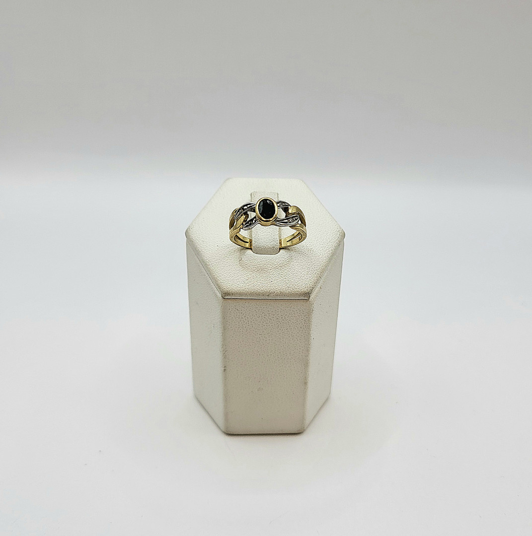 Anello oro pietra diamantini