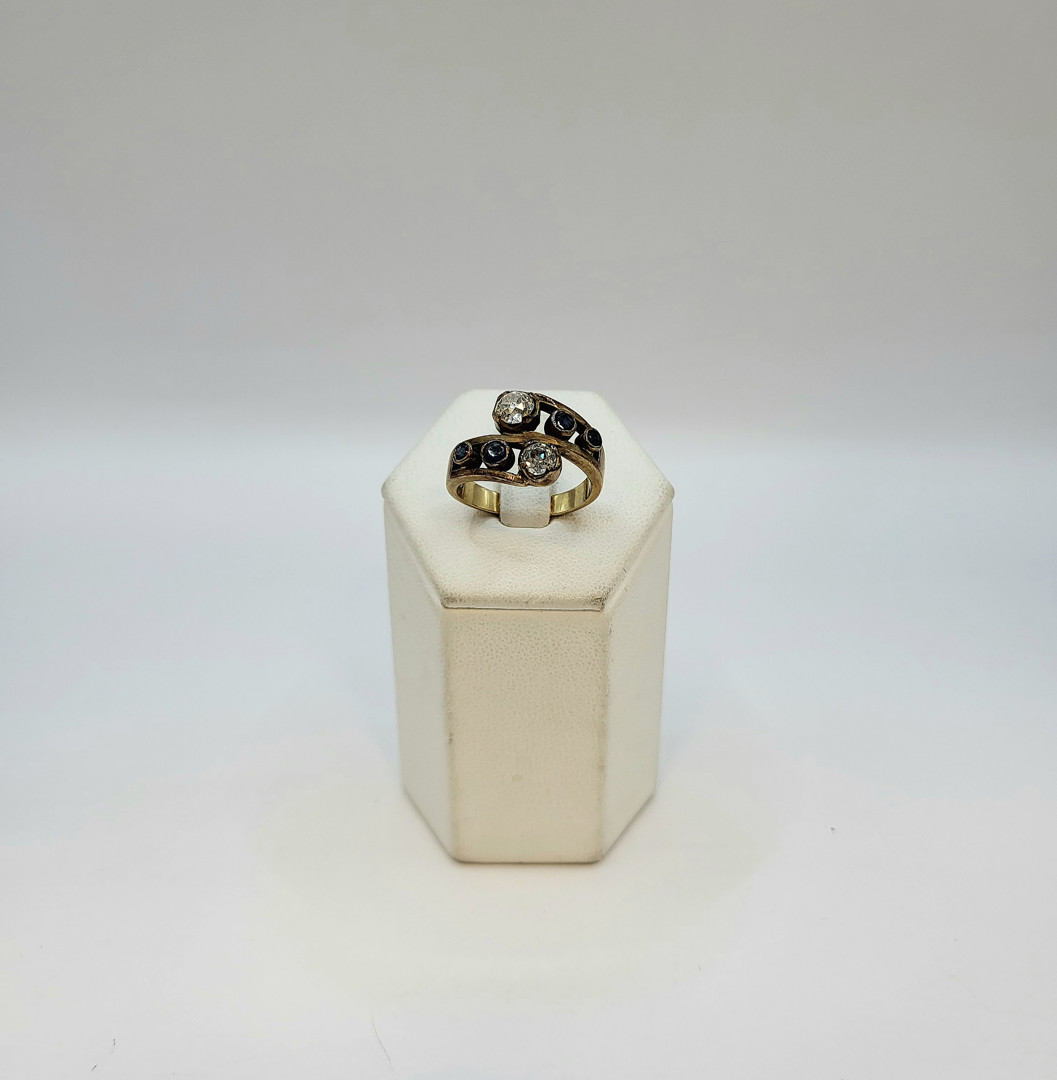 Anello oro pietre diamantini 