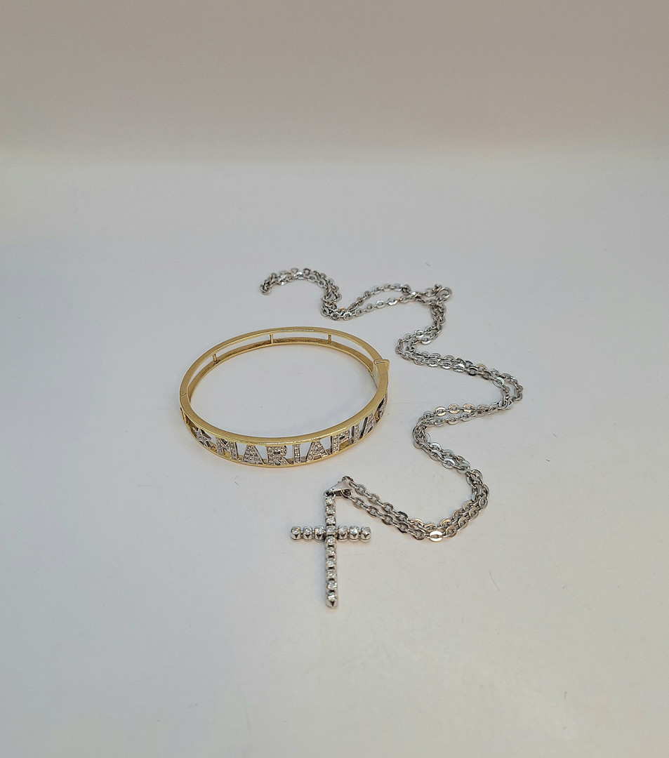 Bracciale collana croce oro e diamanti