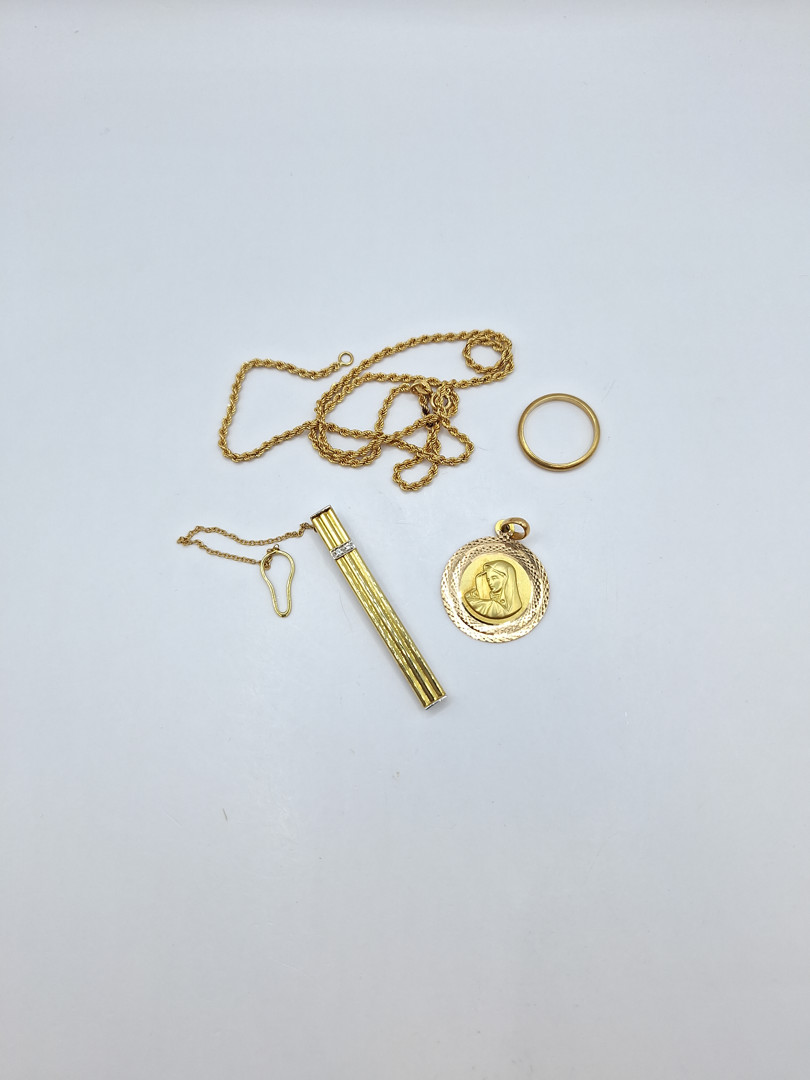 Collana anello due pezzi oro pietre 