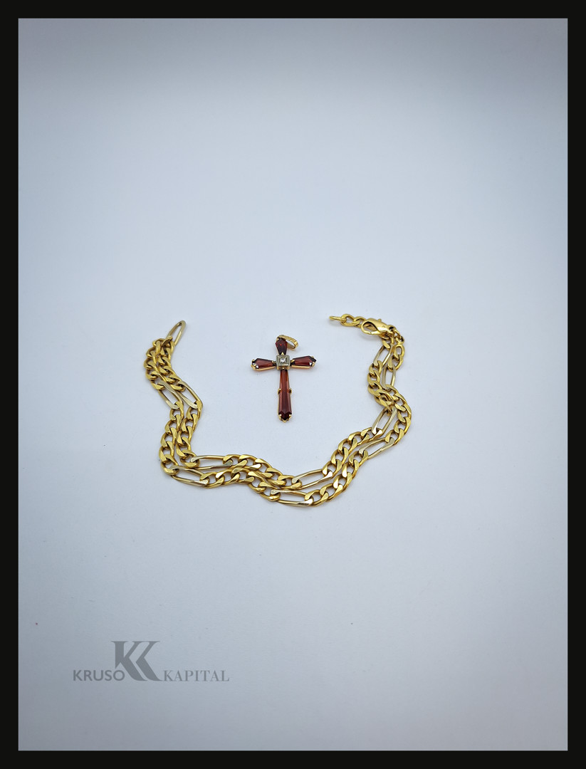 Collana croce oro pietre