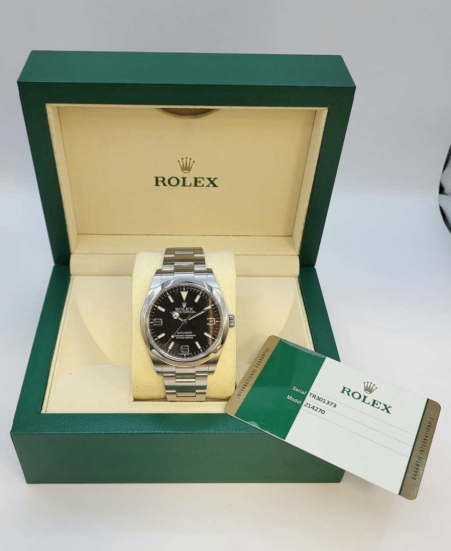 Bracciale con orologio acciaio Rolex Explorer con scatola e garanzia a corredo