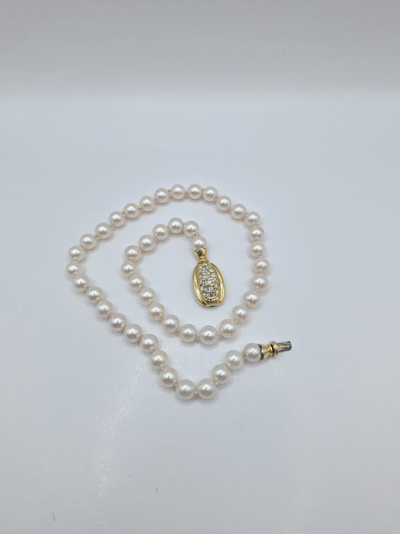 Collana oro perle diamanti