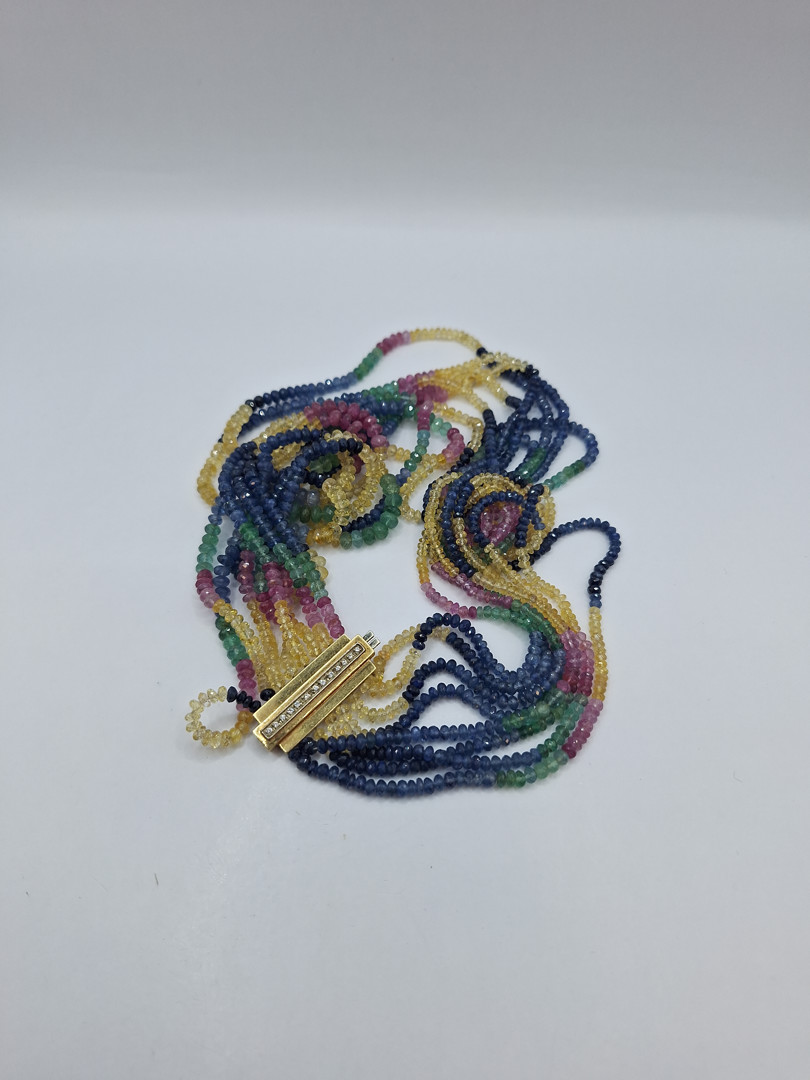 Collana pietre oro diamanti