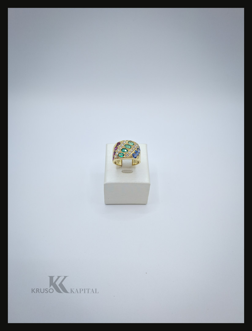 Anello oro diamanti e pietre