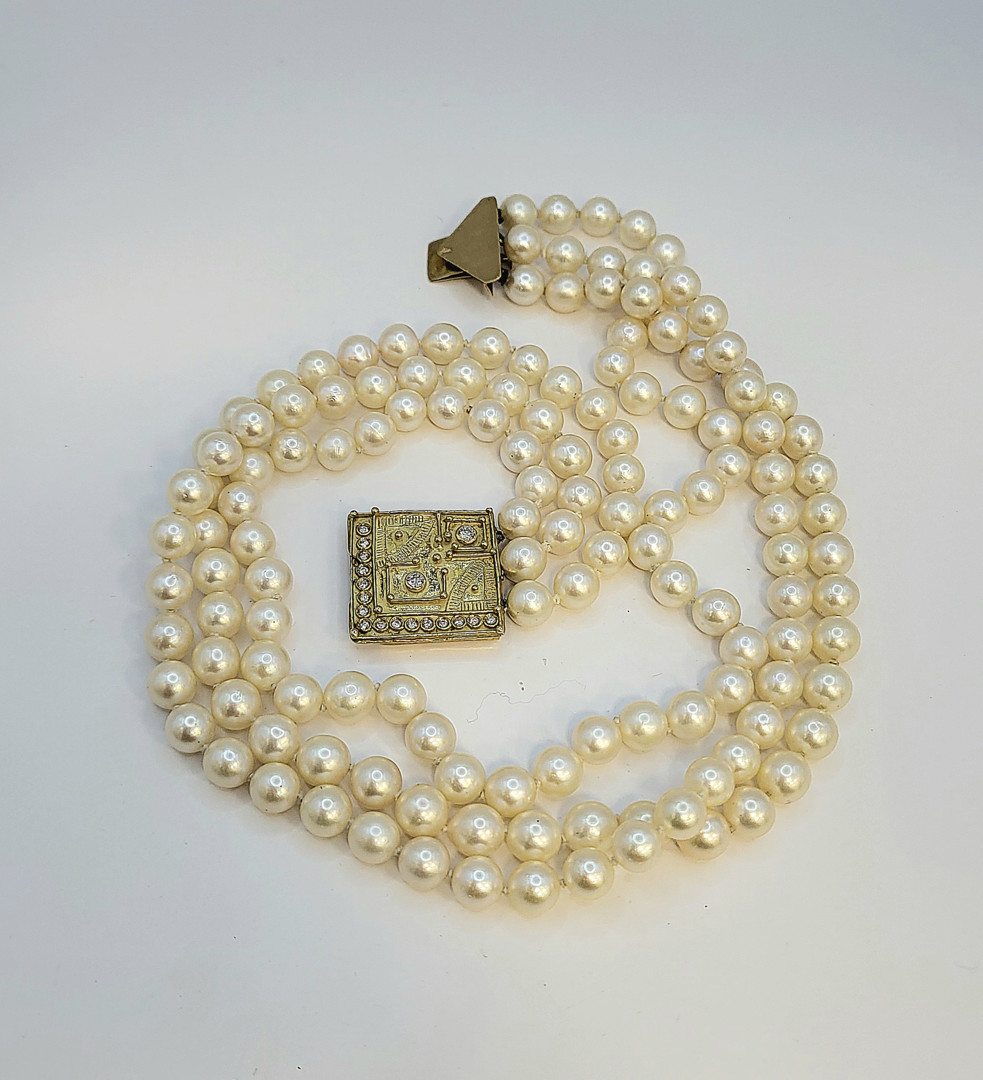 Collana perle oro diamanti