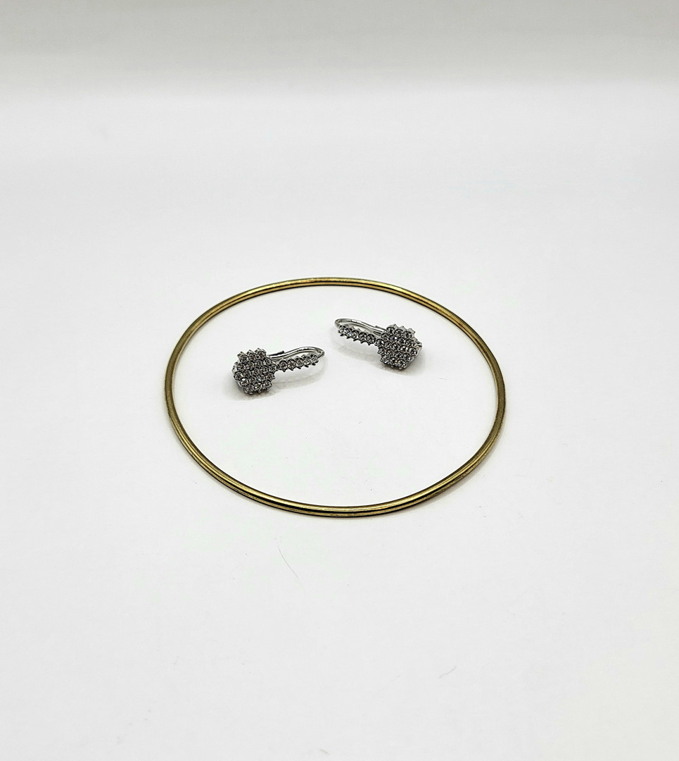 Bracciale e paio orecchini oro pietre