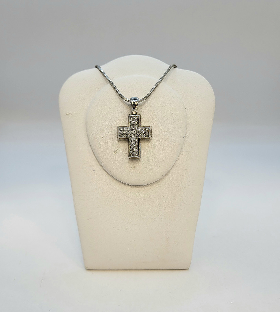 Collana e croce oro diamantini