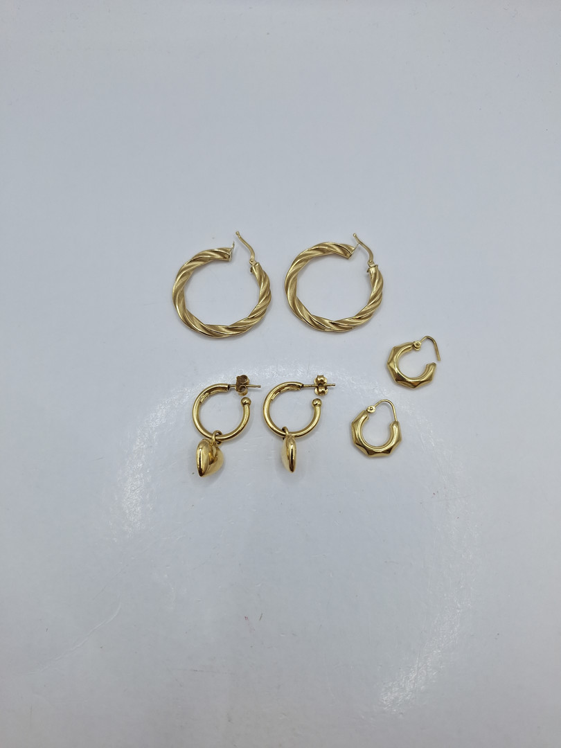 Tre paia di orecchini oro