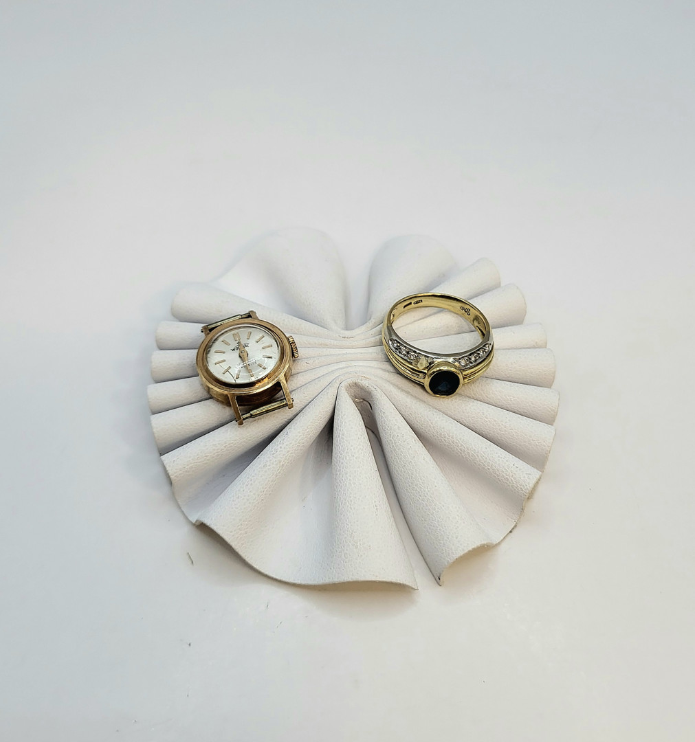 Orologino e anello oro pietra diamantini