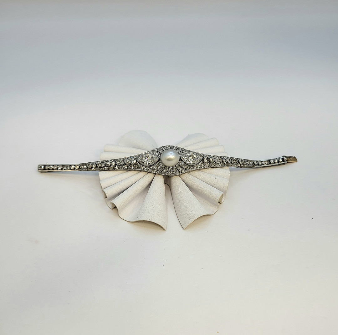 Bracciale platino oro perla diamanti