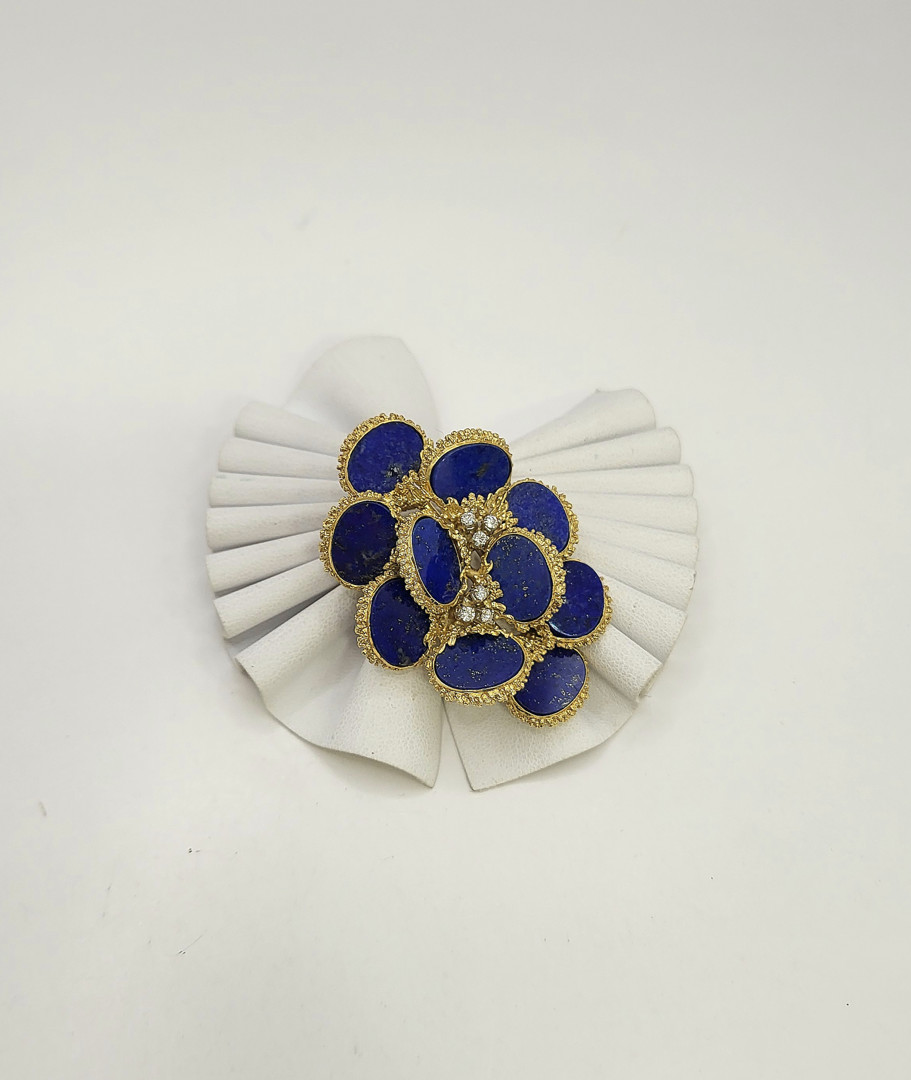 Spilla oro pietre diamantini