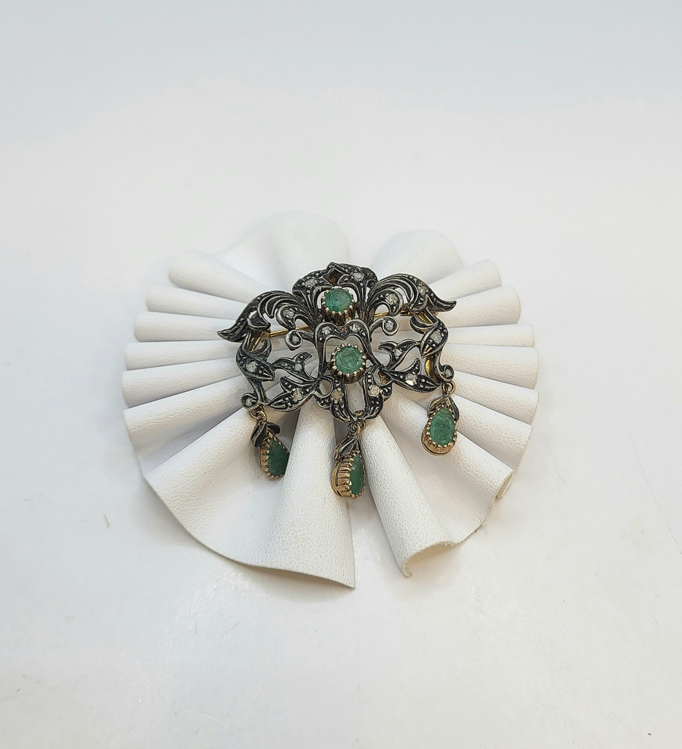Spilla oro argento diamanti pietre