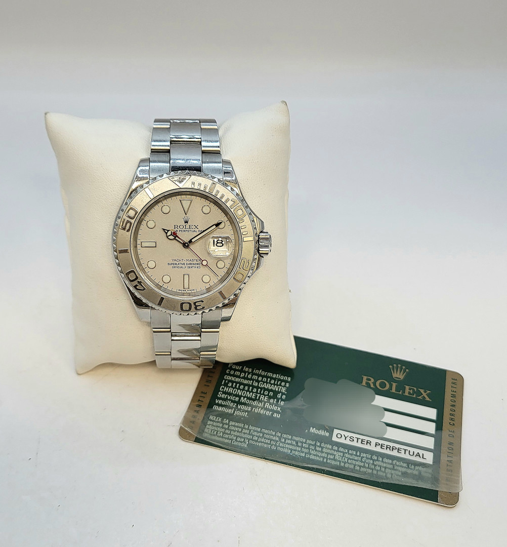 Orologio acciaio Rolex Yacht - Master lunetta in platino con garanzia a corredo