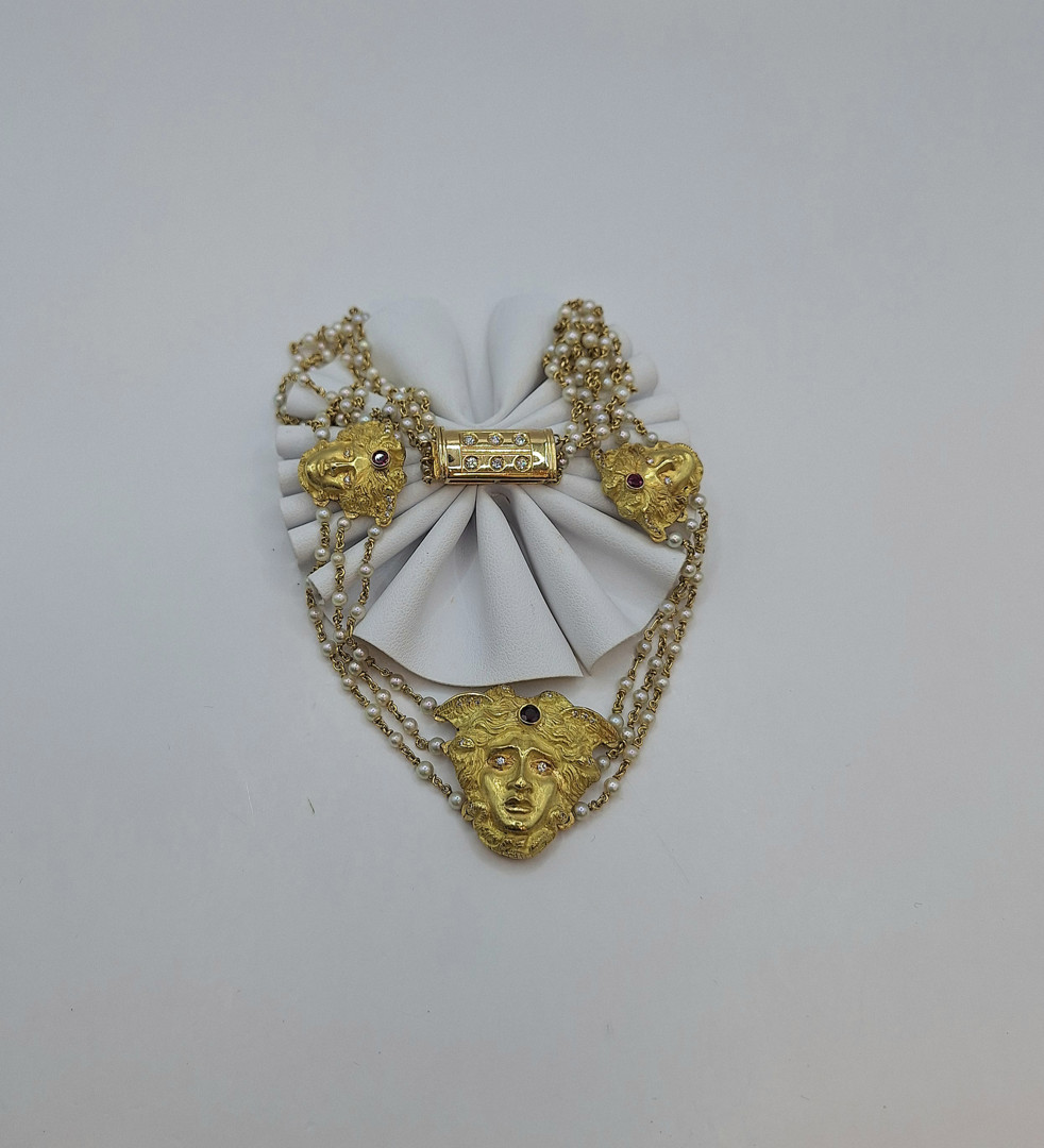 Collana oro pietre diamantini perline