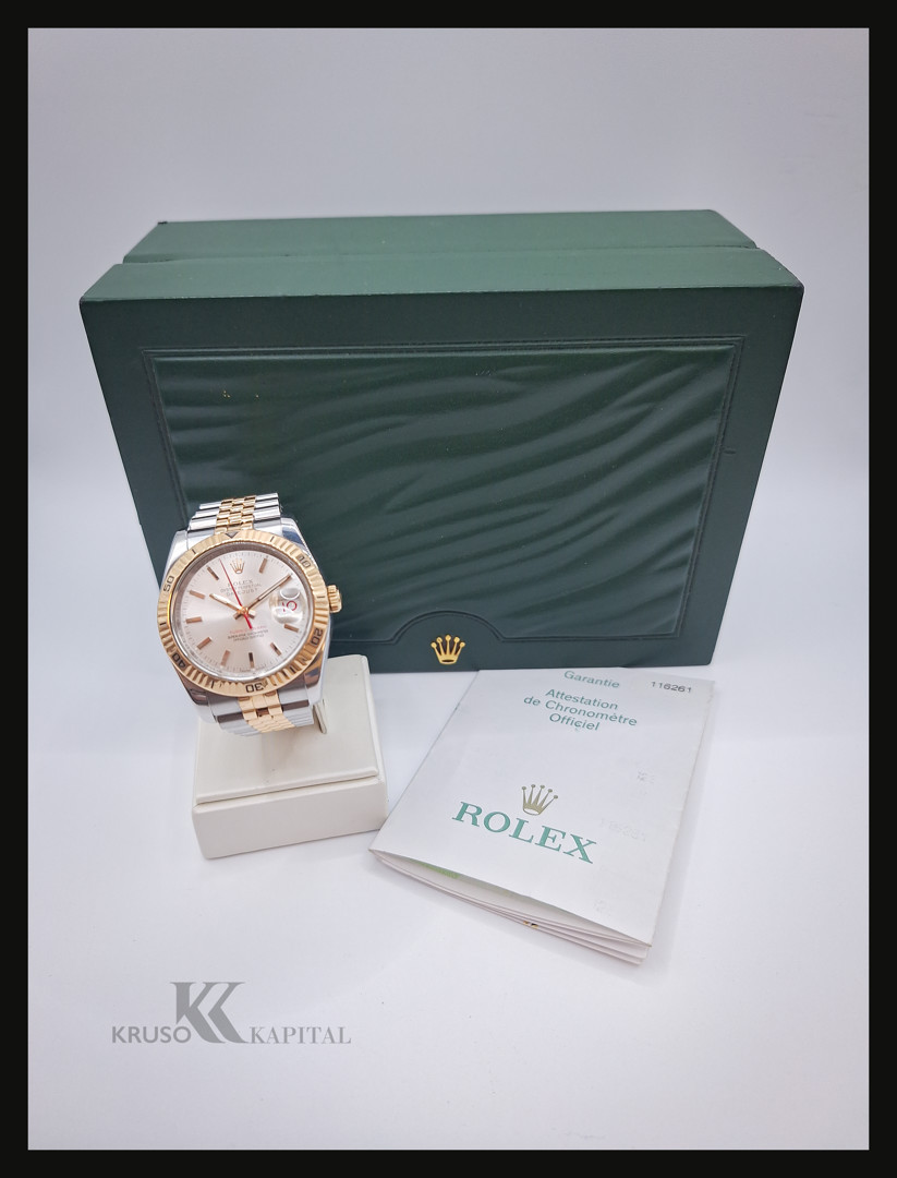 Bracciale con orologio acciaio e oro Rolex Datejust Turn-O-Graph con scatola e garanzia a corredo