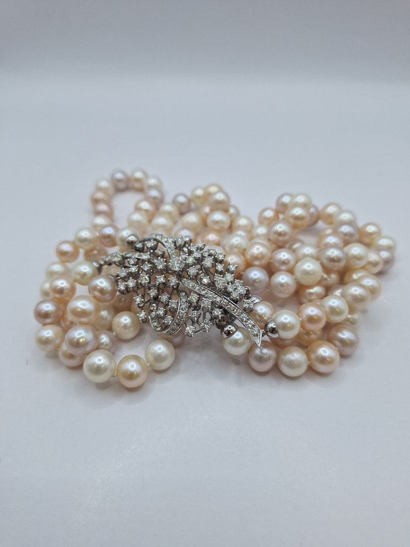 Collana perle oro diamanti 