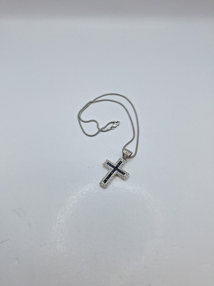 Collana croce oro pietre diamantini