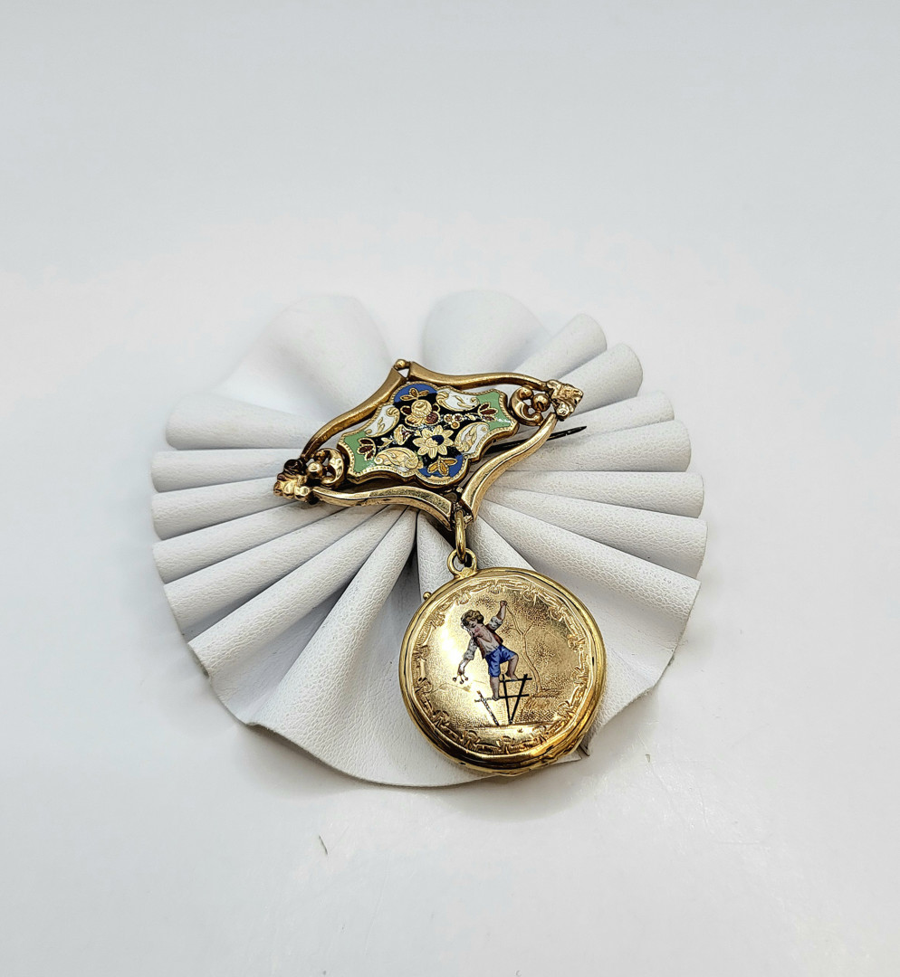Spilla oro argento smalti 