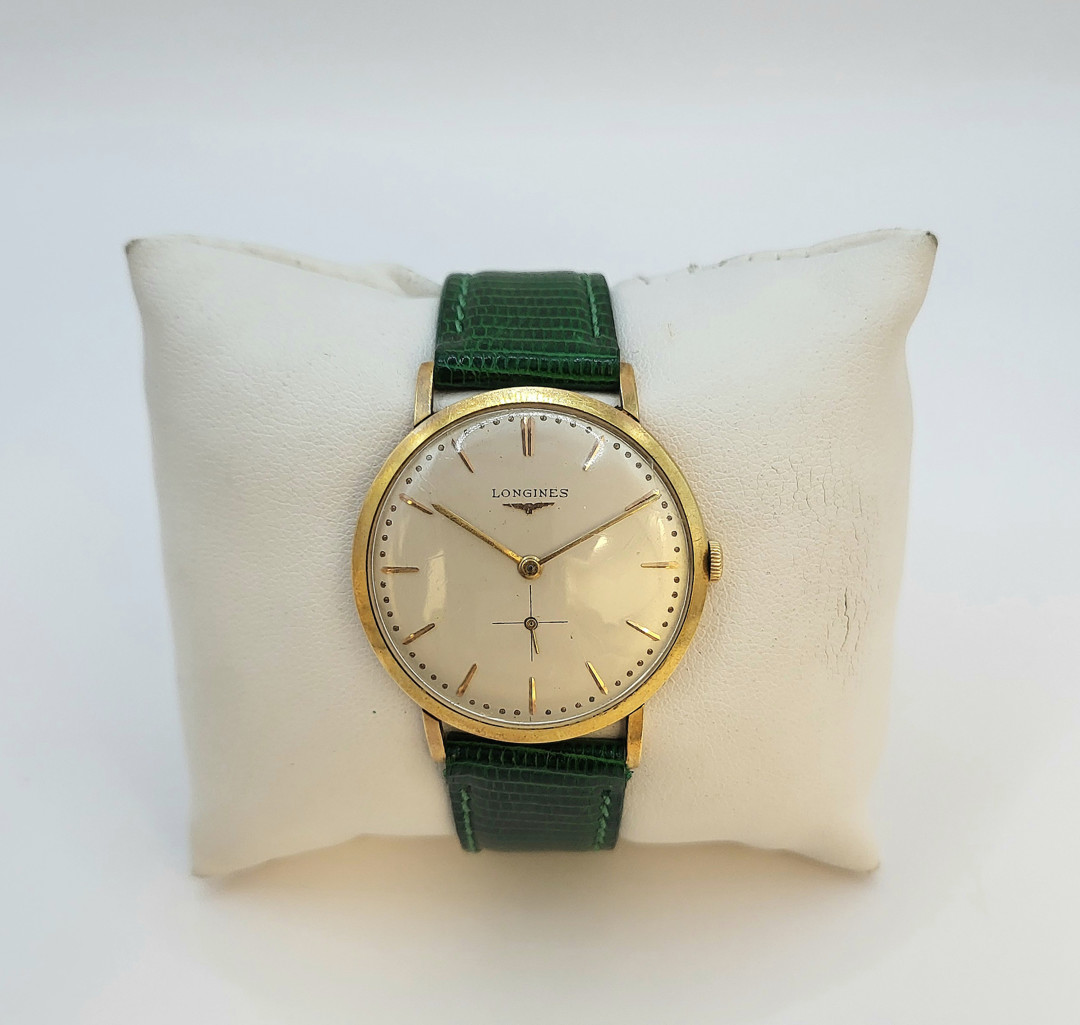 Orologio oro Longines meccanico cinturino pelle