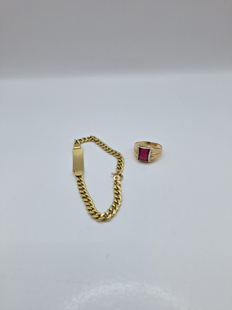 Bracciale e anello in oro pietra 
