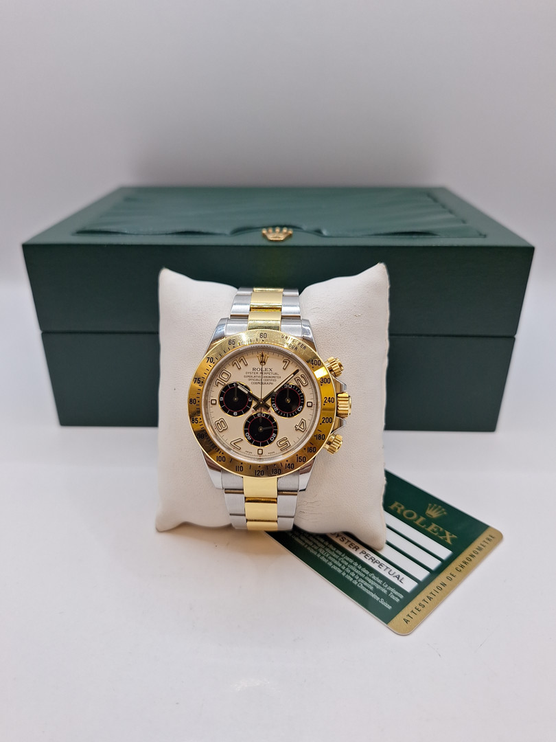 Orologio acciaio e oro Rolex Daytona con scatola e garanzia a corredo