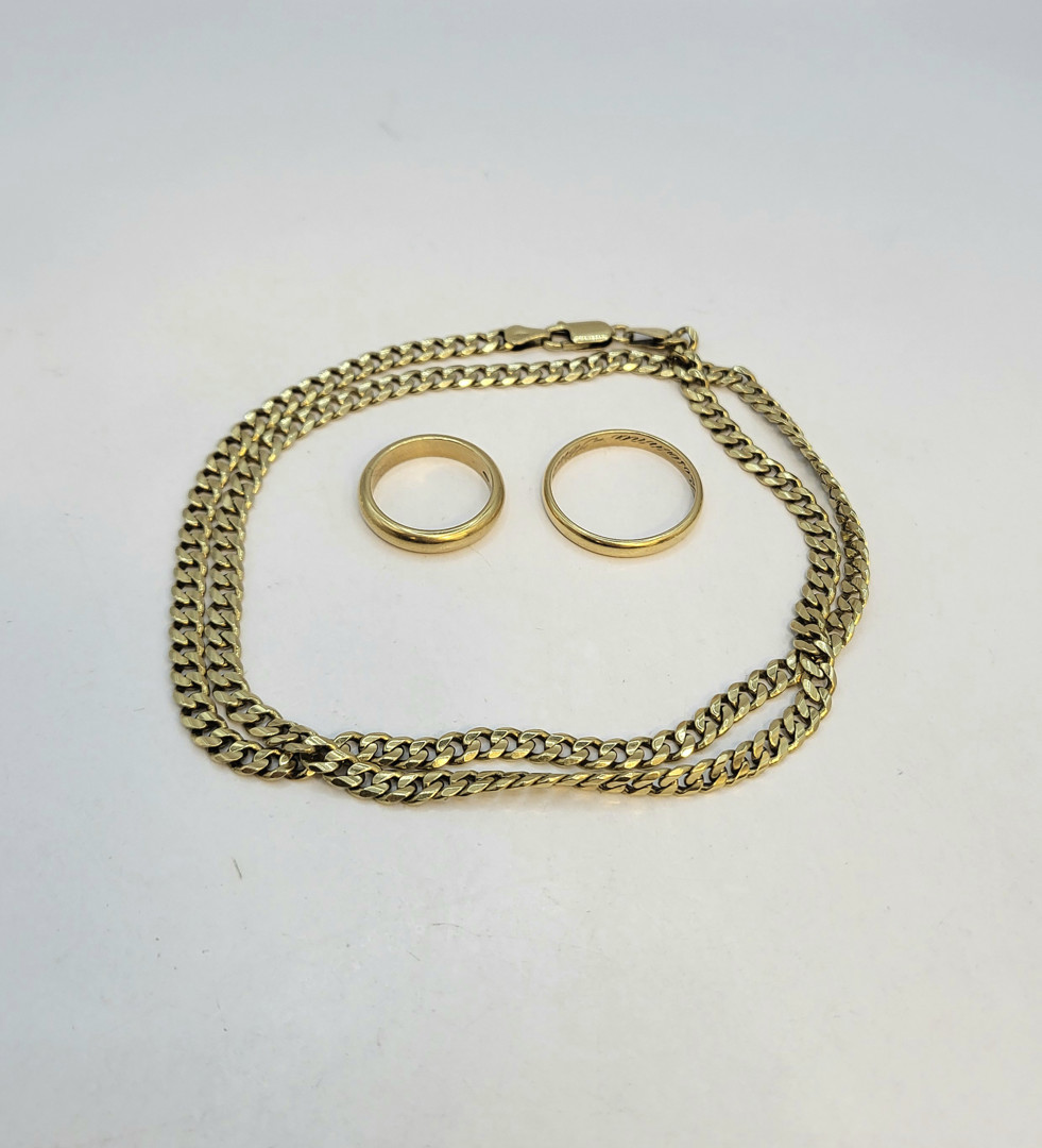 Collana e due anelli oro