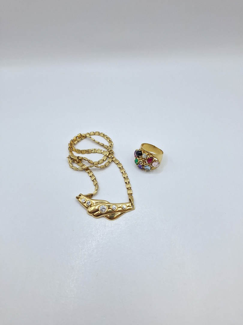 Collana e anello oro pietre 