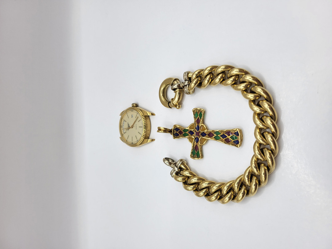 Bracciale pendente e orologio oro 