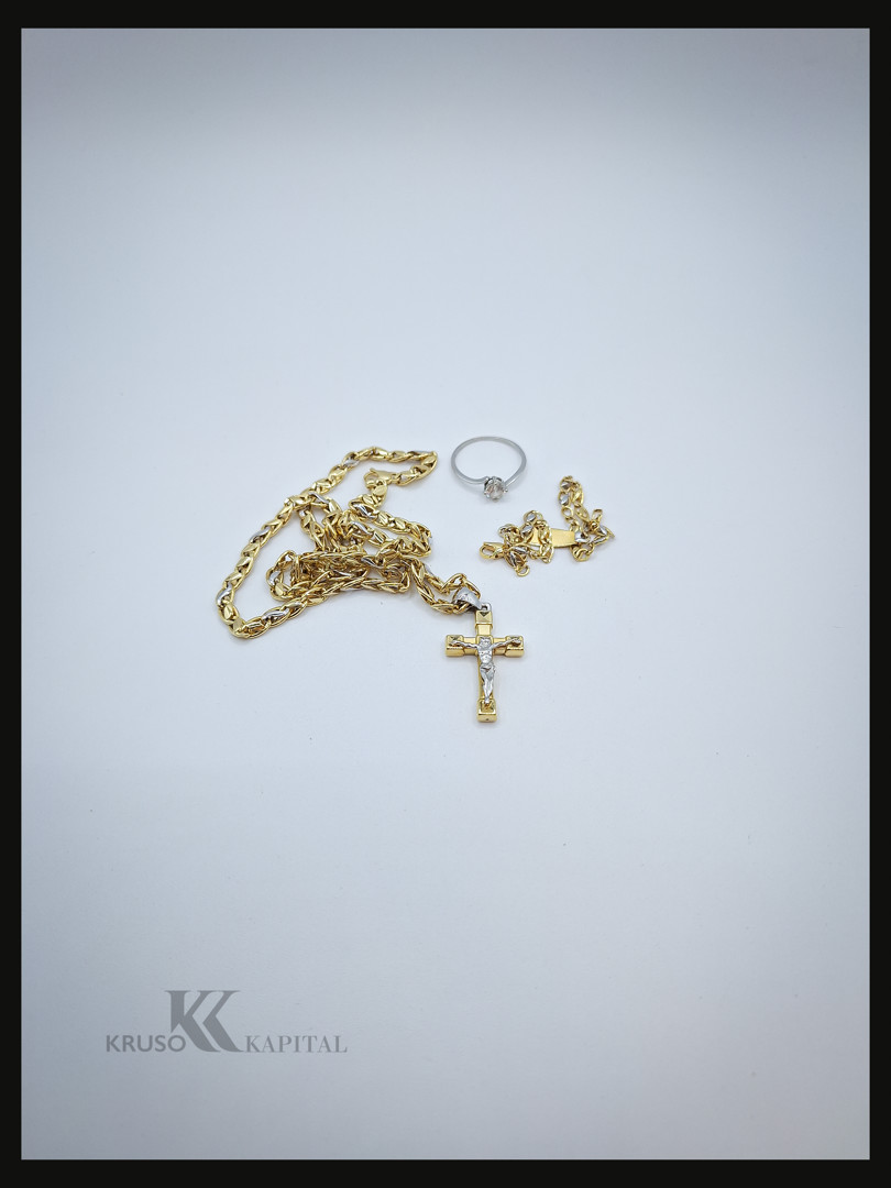 Collana bracciale e anello oro pietra