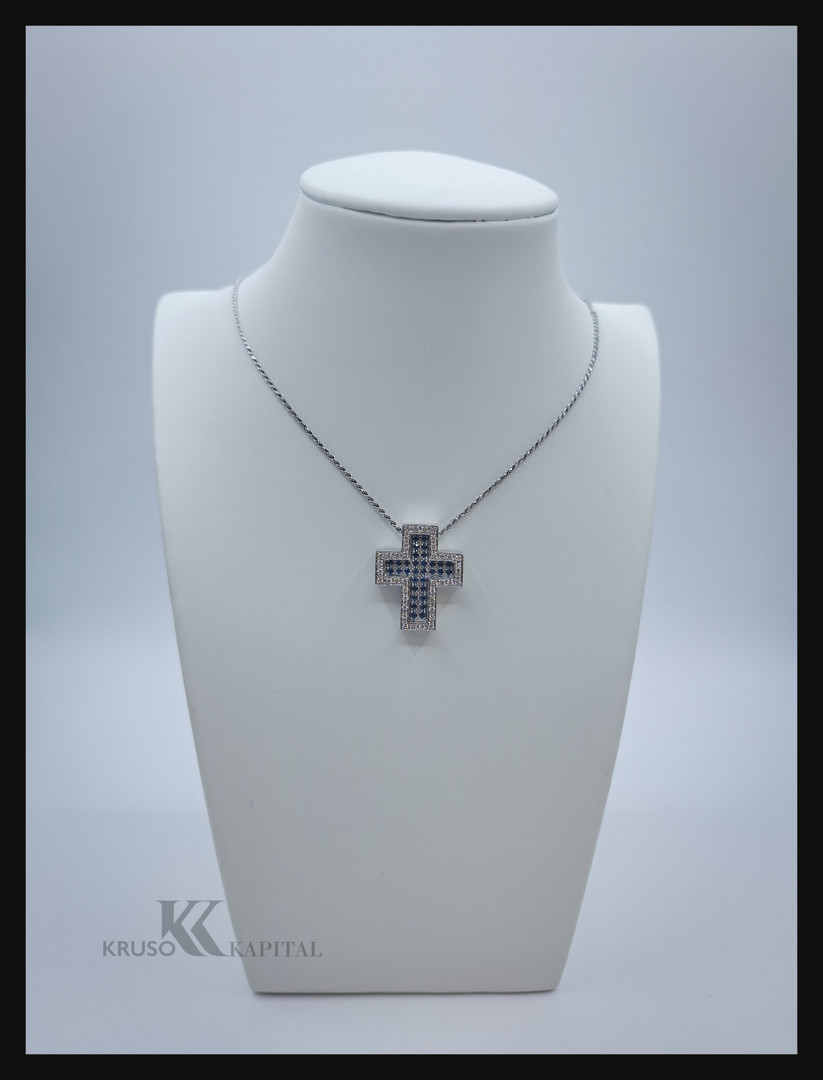 Catenina con croce oro con pietre e diamantini