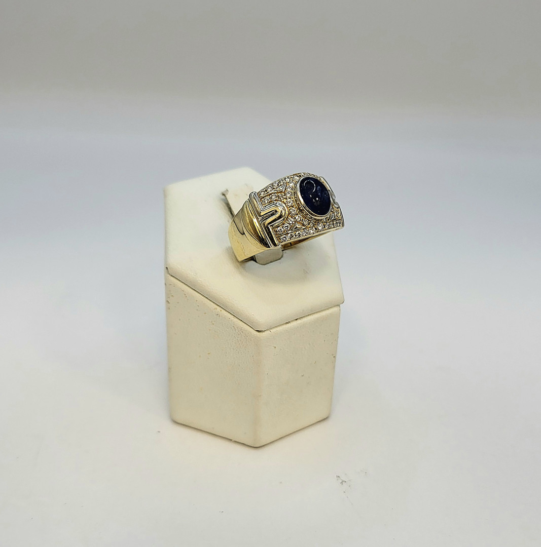 Anello oro pietra diamantini