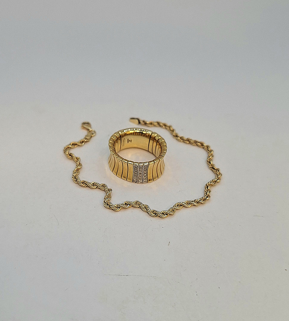 Anello e bracciale oro diamantini