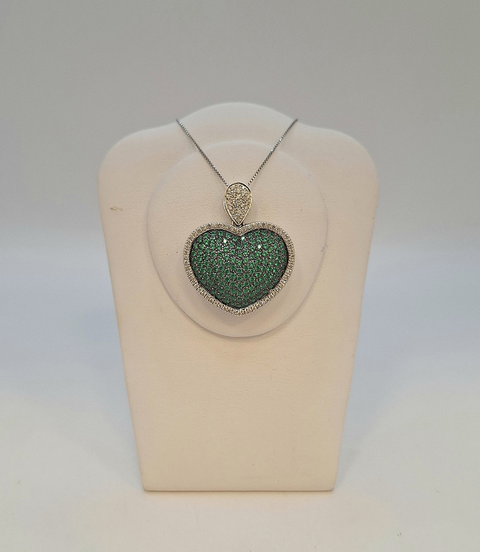 Collana ciondolo a cuore oro pietre diamantini