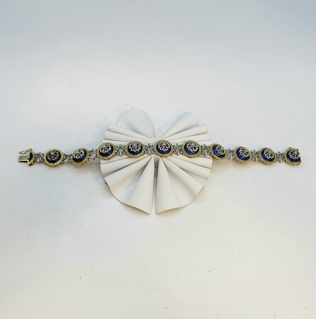 Bracciale oro pietre diamantini smalti