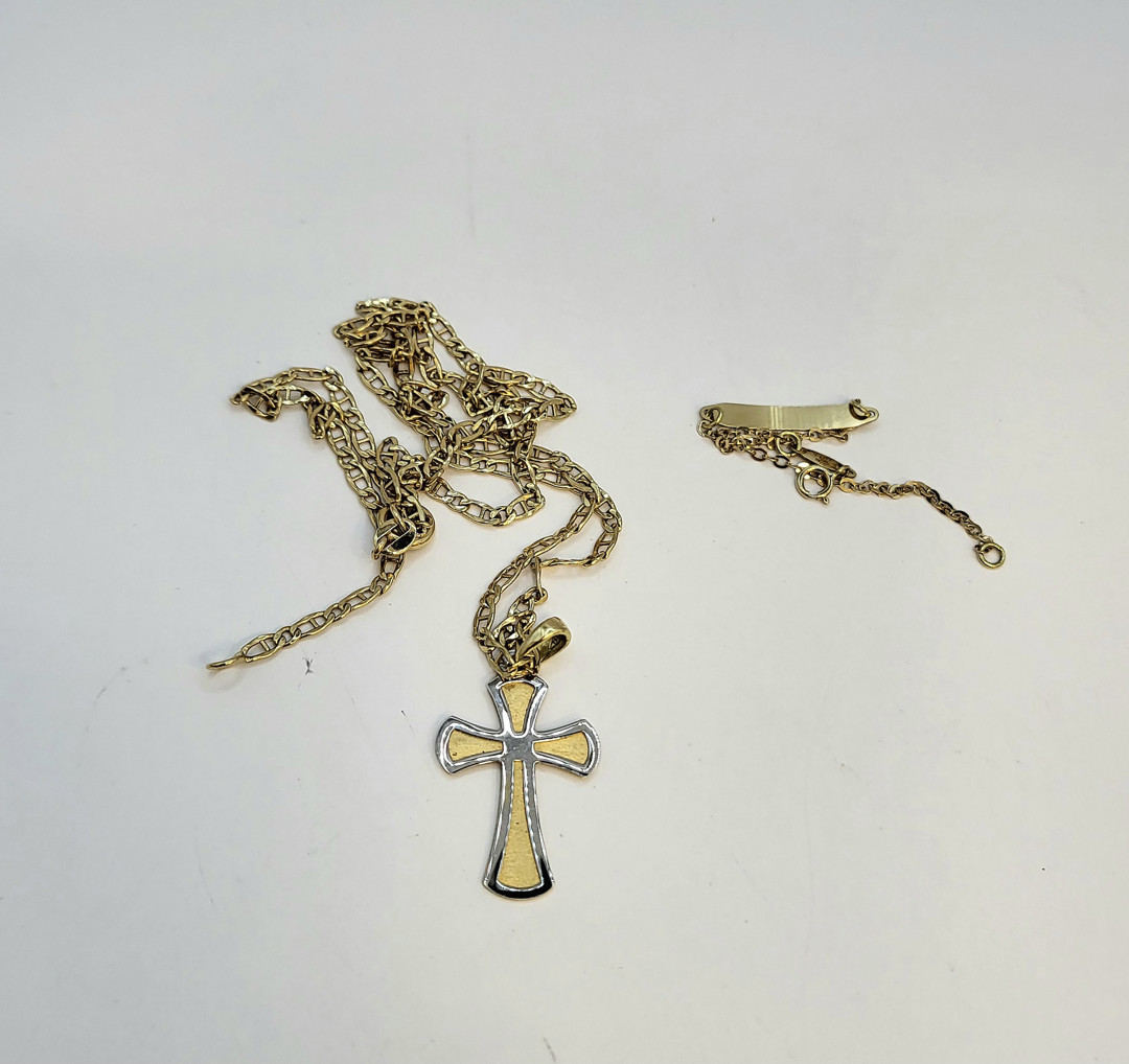 Collana croce e bracciale oro 