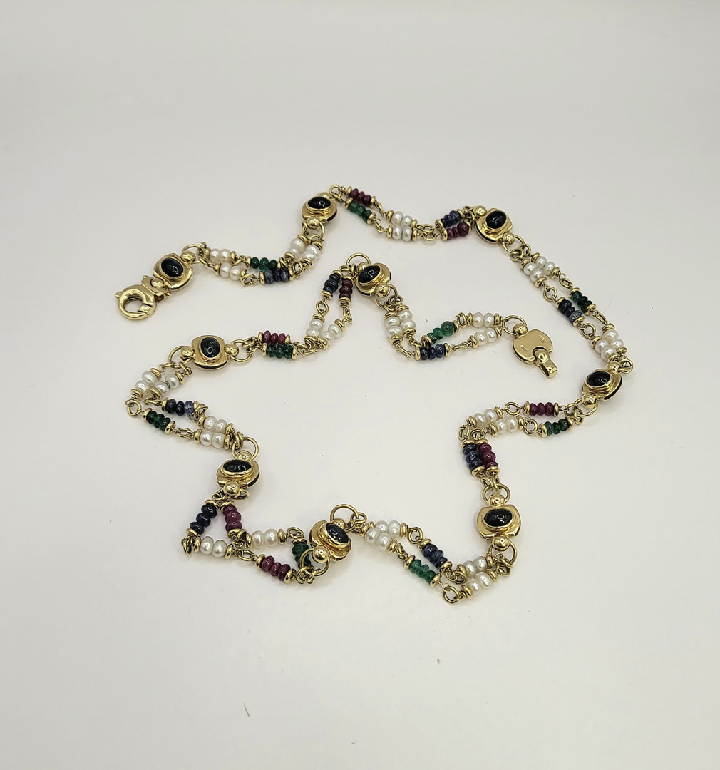 Collana oro pietre madreperla