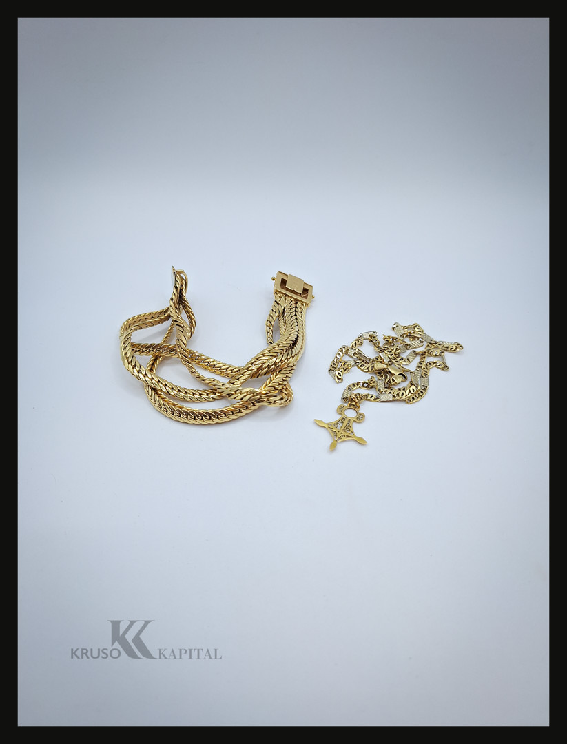 Collana bracciale e ciondolo oro