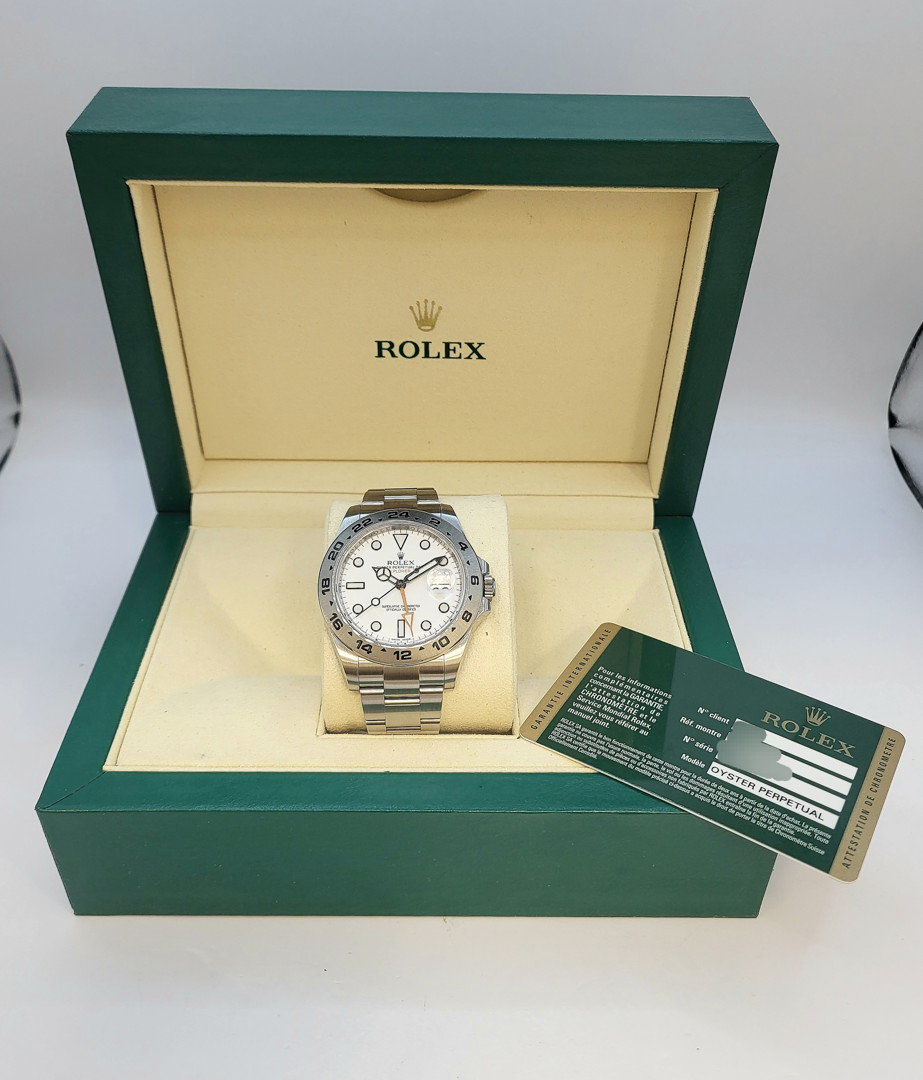 Orologio acciaio Rolex Explorer II scatola e garanzia a corredo 