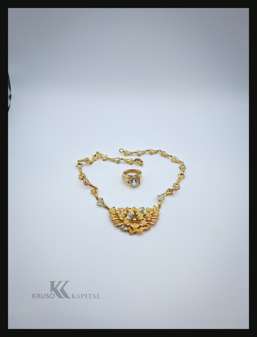 Collana anello oro pietre