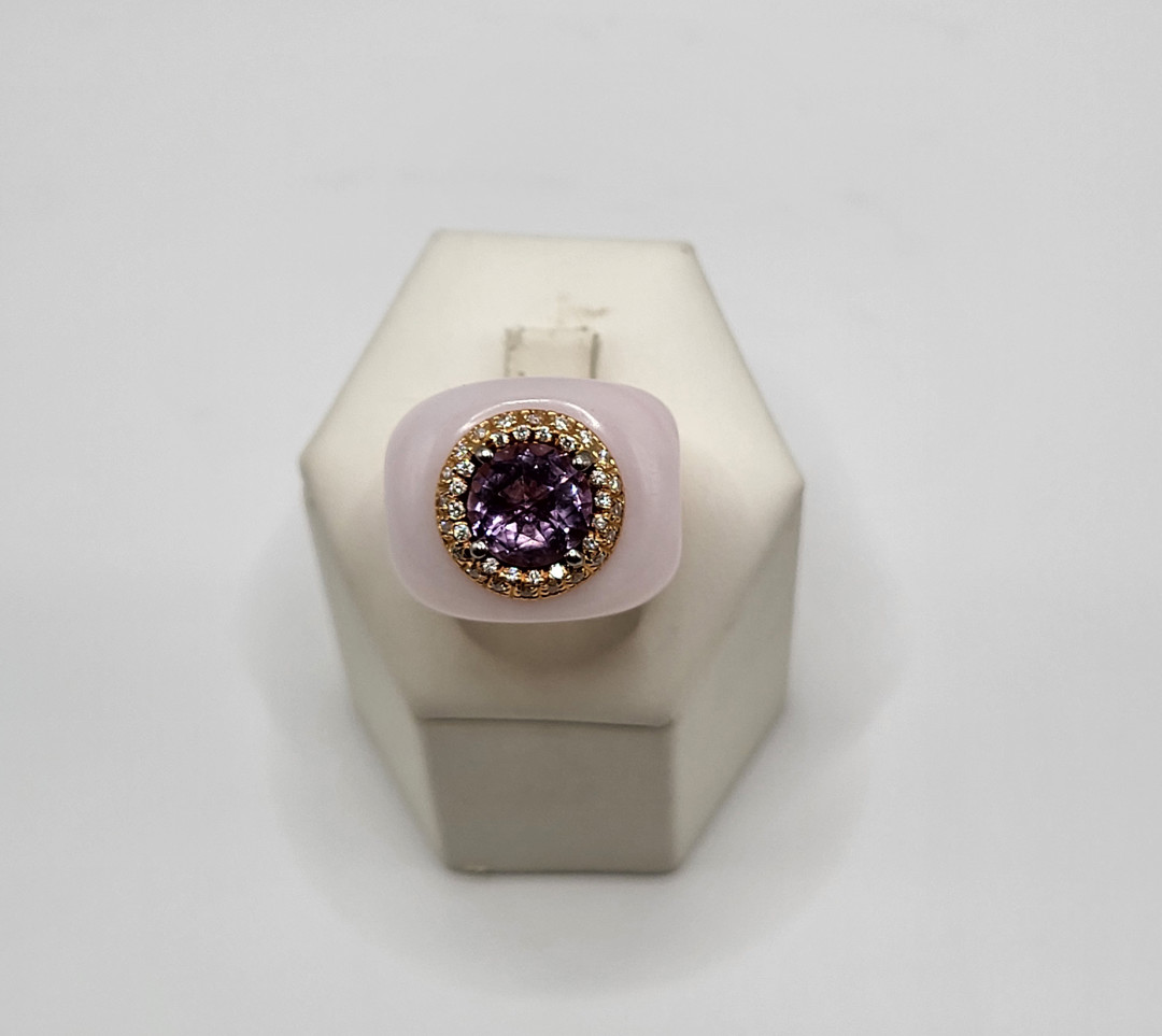 Anello oro pietre diamantini