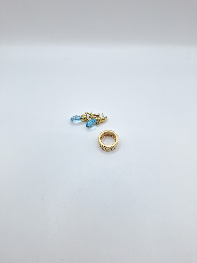 Anello e paio orecchini oro pietre