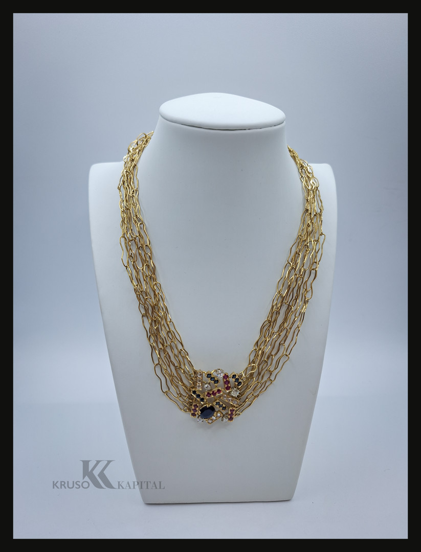 Collana oro pietre diamanti
