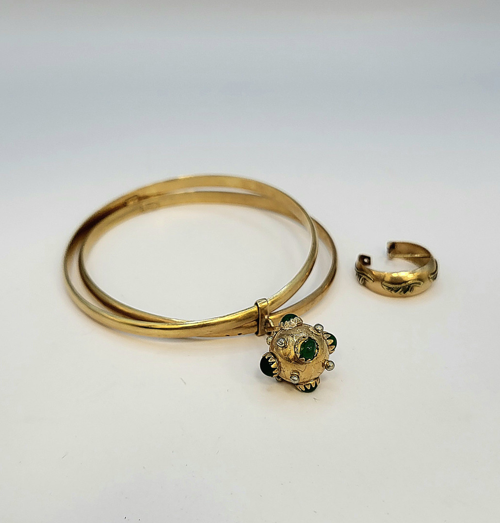 Bracciale e orecchino oro pietre 